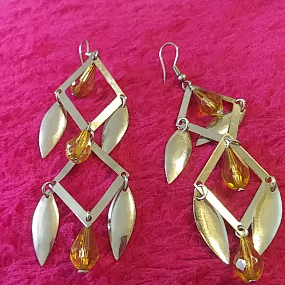 Beautiful; CHANDELIER GOLD TONE Earrings